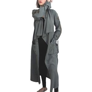 BOBEAU Embroidered Open Duster / Trench Coat ~EUC